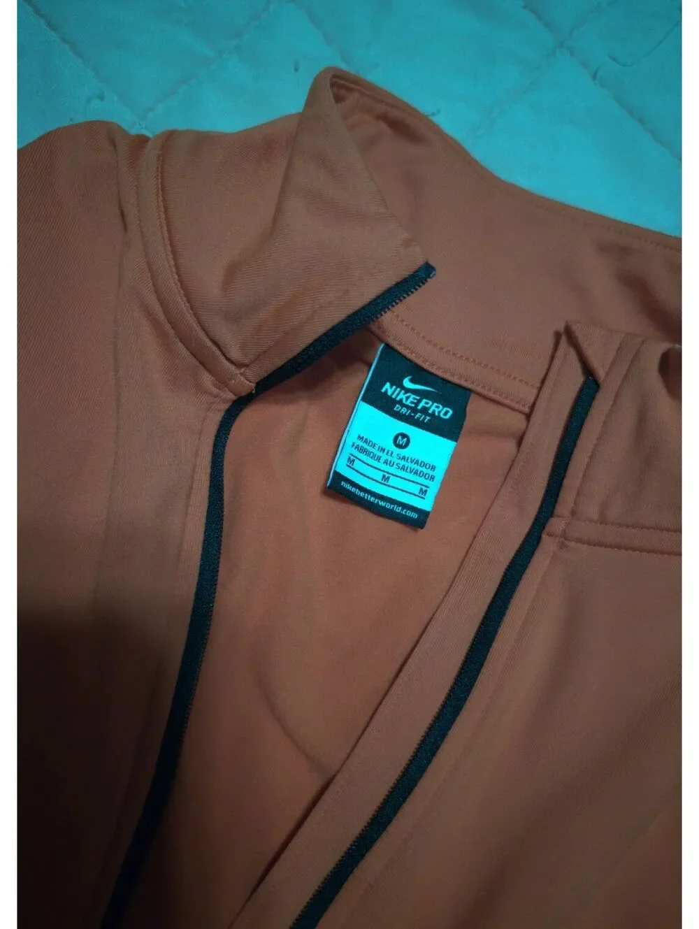 Nike Pro Orange Long Sleeve Half Zip Athletic Top Size Medium